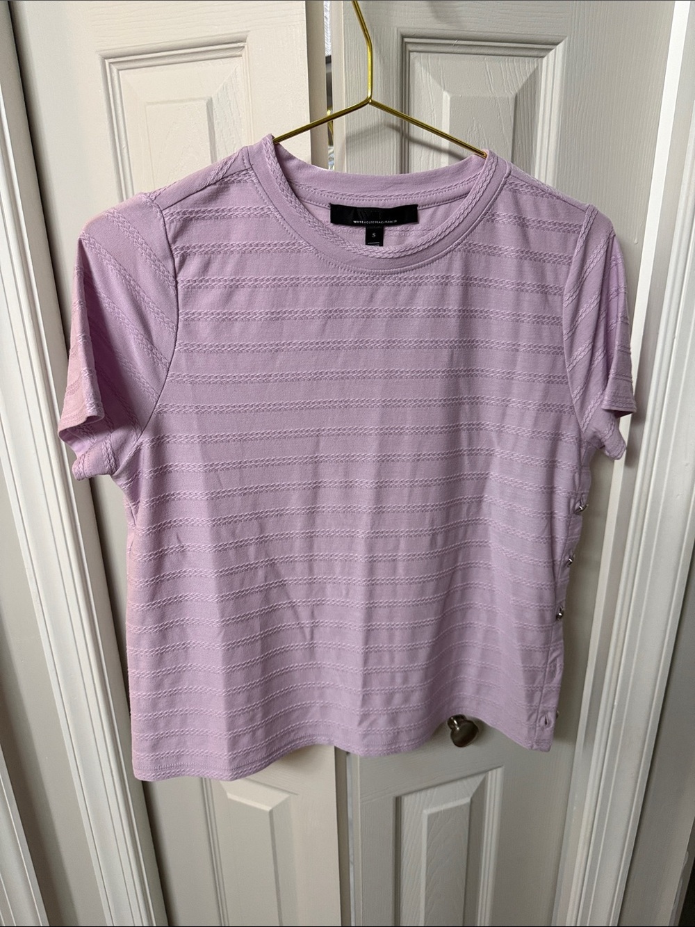 White House Black Market Lilac Short Sleeve Knit Top